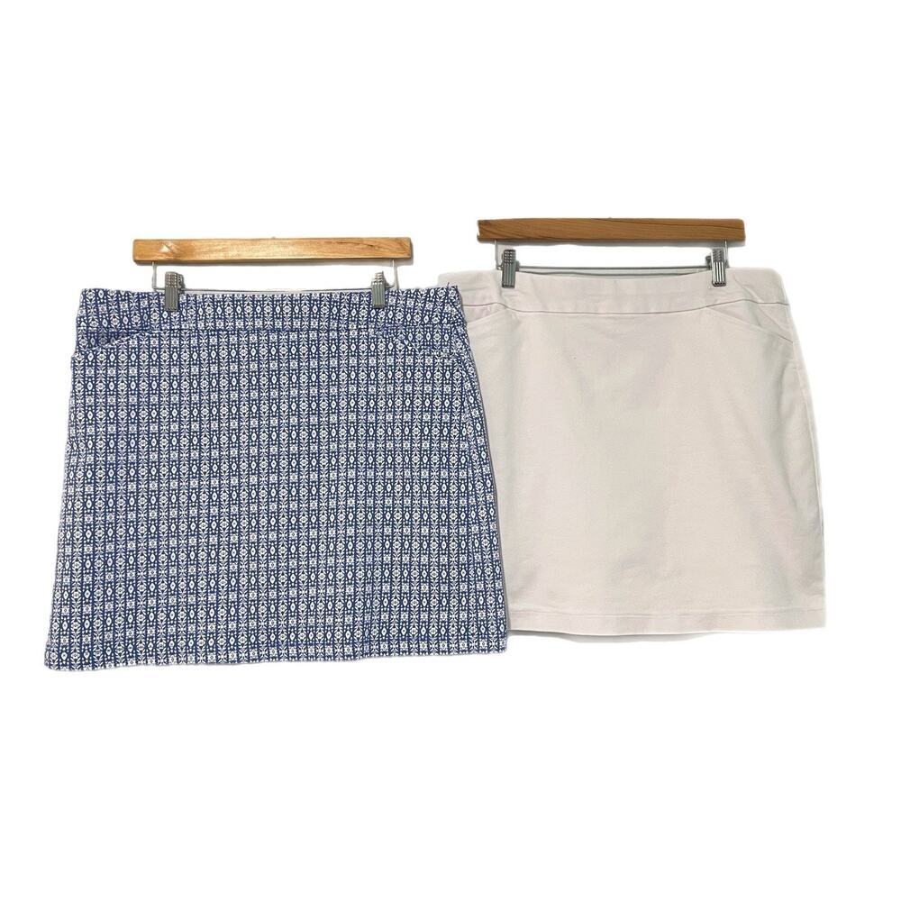 Lot Of 2 Croft & Barrow Effortless Stretch Skort Size 16 White Blue Summer Beach